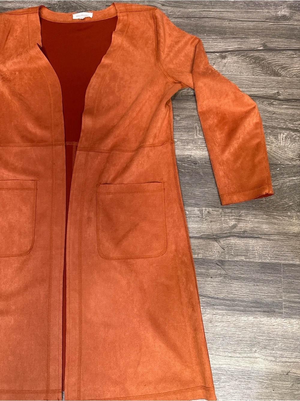 Solitaire Rust Open-Front Trench Coat - Picture 5 of 7